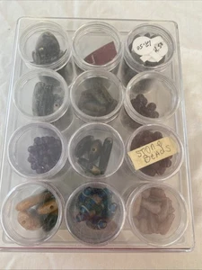 Variety of Stone Beads 12 containers - Picture 1 of 14