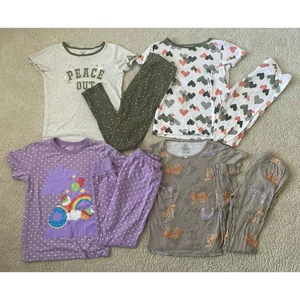Girls Lot PJs Carters Pajamas Sets Short Sleeve Pant Cotton Spring 4 Pairs Sz 10 - Picture 1 of 10