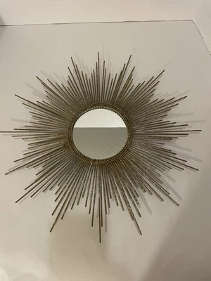 复古 Pier 1 进口 Petite Gold Burst 圆形 Starburst 壁挂式镜 — 第 1/4 张图片