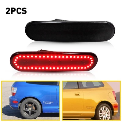 Smoke Red LED Bumper Rear Side Marker Lights For 2002-05 Honda Civic Si EP3 3DR - Image 1 of 4