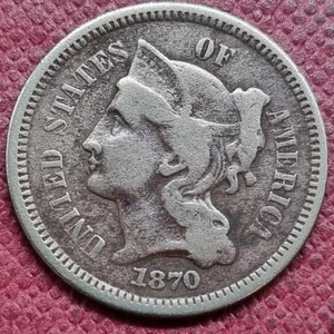 1870 Three Cent Piece 3c Nickel Circulated #94315 - Picture 1 of 2