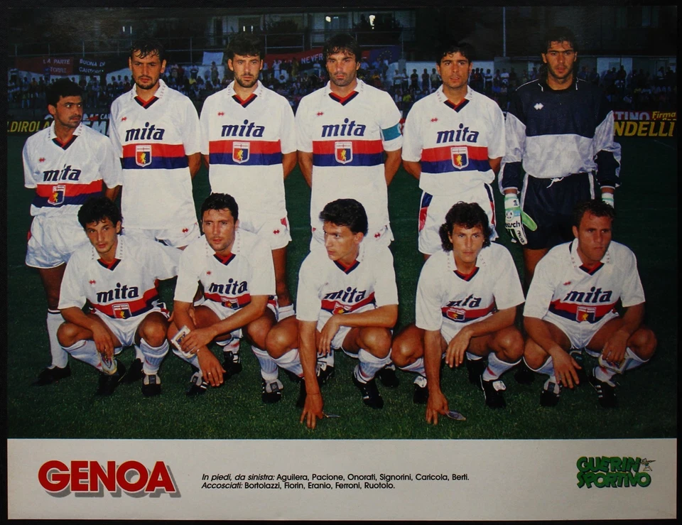 CALCIO POSTER GENOA SERIE A 1991-1992 GUERIN SPORTIVO VINTAGE FOOTBALL - Immagine 1 di 1