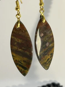 Ocean Jasper Gold French Wire Earrings lightweight! - Picture 1 of 7