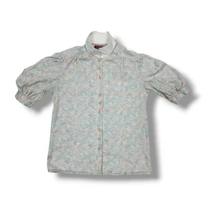 Vintage Levi's Floral Pattern Blouse Top White Collar Women's Size Small - Picture 1 of 8