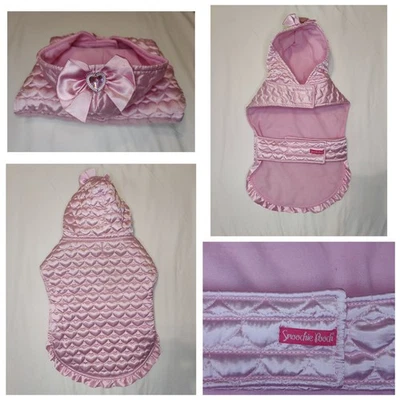 Jaqueta com capuz Smoochie Pooch rosa acolchoada CORAÇÃO cachorro GRANDE - Imagem 1 de 4