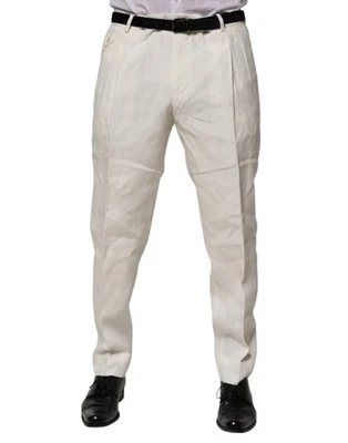 Dolce & Gabbana 奶油亚麻连衣裙修身正装裤男式裤子正品 — 第 1/4 张图片