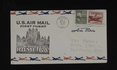 FIRST FLIGHT ROME GA TO ATLANTA GA FEB 1,1949 - Image 1 of 2