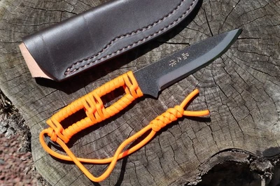 Cuchillo de campamento de caza Masano Toyokuni Japón TKA-019 Yama 4" naranja hoja fija Foto 1 de 4