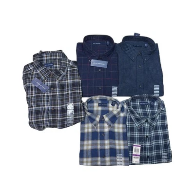 NUEVO CON ETIQUETAS John Ashford XXL Hombres Camisa de Franela Lote 5 Manga Larga Abotonada Cuadros #1 Foto 1 de 4