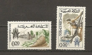 Morocco 1963 Freedom from Hunger Sugar Beet Tuna Fisherman MNH Scott#89-90 - Picture 1 of 1