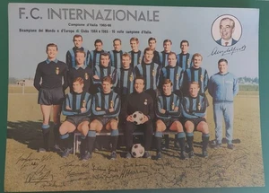 CARTOLINA FC INTERNAZIONALE  CAMPIONE D'ITALIA 1965-66 CAMPIONE D'EUROPA 1964 - Picture 1 of 1