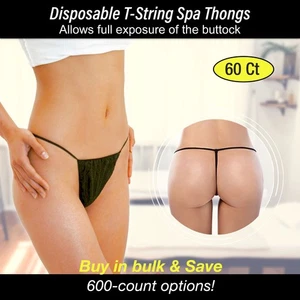 60 Pcs Disposable Women's T-string Spa Thong for Spray Tanning Waxing (DP108x5) - Picture 1 of 6