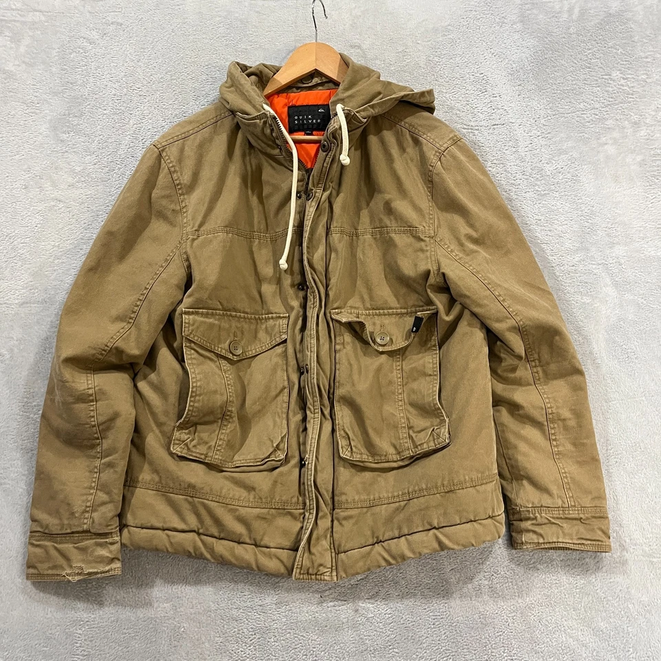 Jaqueta de Lona Masculina Quiksilver Casaco Grande Capuz Removível Trabalho Y2K - Imagem 1 de 4