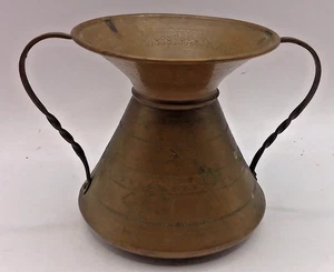 Vintage Kupfer Spucknapf Form Vase/Topf Spiralgriffe 3" H x 5" B - Bild 1 von 7