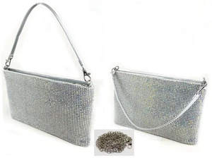 Women Evening Clutch Bag Hand Strap Rhinestone Crystal Party Purse New - Picture 1 of 2