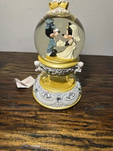 Vintage Disney Spieluhr Schneekugel Mickey Minnie Mouse Wagners Hochzeit Marsch - Bild 1 von 10