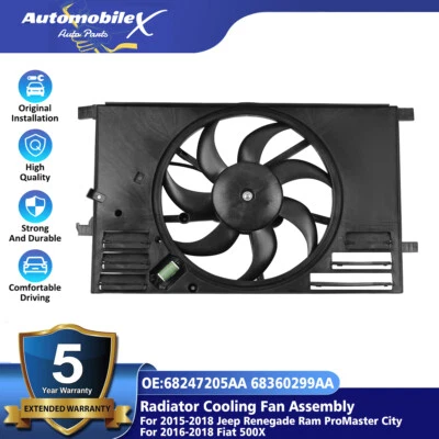 Engine Cooling Fan Shroud Assembly for Jeep Renegade 15-20 Fiat 500X Ram 2.4L Foto 1 de 4