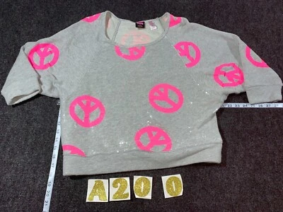 SUDADERA HARD CANDY TOP MUJER EXTRA GRANDE LENTEJUELAS PAZ GRIS ROSA FITNESS Foto 1 de 4