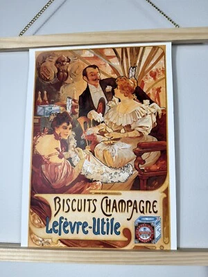 Cartel con impresión artística útil Galletas Champagne Lefèvre Alphonse Mucha 1896 30 x 20 cm Foto 1 de 4