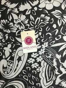 £2.99 Blanco y Negro Paisley Floral Semi Transparente Gasa 44" Ancho M161-19 - Imagen 1 de 4