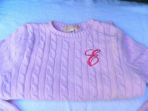 Priorities rosa Baumwolle Zopfmuster "E" Initialen Pullover wie Lavern & Shirley, Jrs. Med - Bild 1 von 8