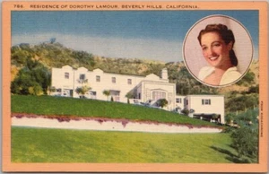Postal de California de 1940 ""Residencia de Dorothy Lamour, Beverly Hills"" lino - Imagen 1 de 2