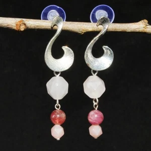 New Silver-plated Handmade Stylish Natrual Crystal Fashion Women Earrings Gift - Picture 1 of 2