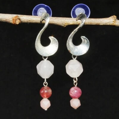 New Silver-plated Handmade Stylish Natrual Crystal Fashion Women Earrings Gift - Image 1 of 2