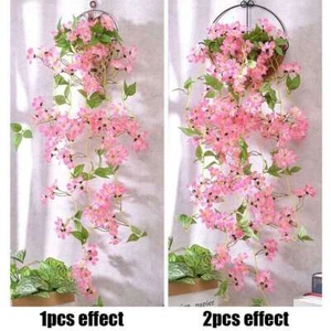 Artificial Fake Hanging Basket Plant Silk Flowers Vine String Home Decor Outdoor - Picture 1 of 16