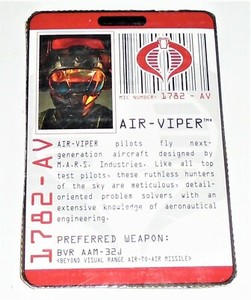 G I JOE File I.D. Card Filecard    2009 Air-viper V3 (Night Raven Boxed Version)