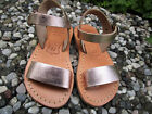 Children's Handmade Greek Leather Sandals, Metallic Bronze Ankle Strap Sandals