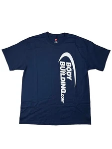 Bodybuilding dot Com Shirt Mens Lrg Blue Short Sleeve Work Out Cotton NWOT  . - Picture 1 of 13