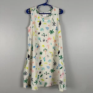 Hanna Andersson Girls Swing Dress Ivory Pockets Tropical Beach Size 130 cm/ 8 - Picture 1 of 4