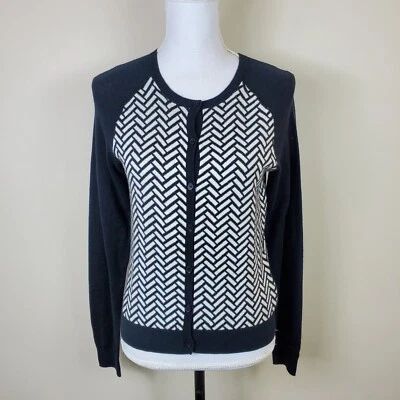 Gant Womens Sweater S Black White Braid Button Front Cardigan New - Image 1 of 4