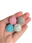 10 Pcs 20mm Round Natural  Crochet Fabric Knitted Loose Beads Quality 4 Colours