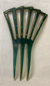 "Peine de pelo vintage Art Deco peines de imitación verdes (faltan 3) 5""" - Imagen 1 de 3