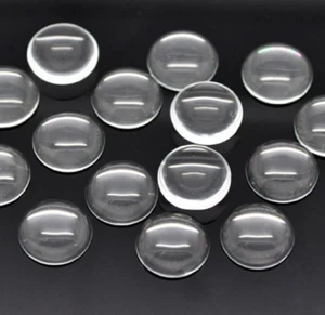 25 Transparent Round Flatback Glass Cabochon Dome 18mm No Hole Crafts - Picture 1 of 7