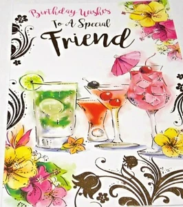 Friend Birthday Card. Cocktails Theme. Kingfisher Cards.  - Picture 1 of 4
