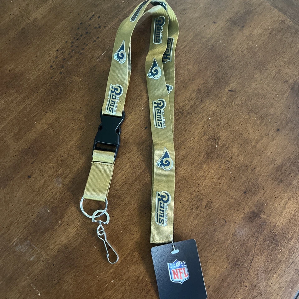 Los Angeles St. Louis Rams Keychain Lanyard Gold Blue w/ Buckle NFL Football