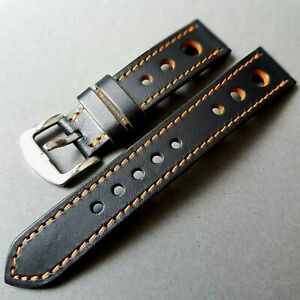 Handmade watch band with three holes Sporty red orange For sports watches 
