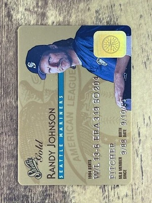 1995 Donruss Studio Randy Johnson Gold Credit Card #48 Big Unit - Image 1 of 2