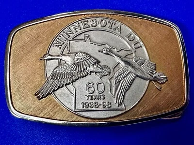 Minnesota Ducks Nature Conservation Federation 60 años 1938-98 hebilla de cinturón pequeña Foto 1 de 4
