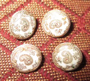 SET 4 ANTIQUE VICTORIAN ART NOUVEAU GLASS BUTTON - PAISLEY DESIGN - CLAW SHANK - Picture 1 of 3