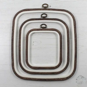 Nurge Embroidery Flexi Hoop Square Cross Stitch Display Wood Effect in 3 Sizes - Picture 1 of 5