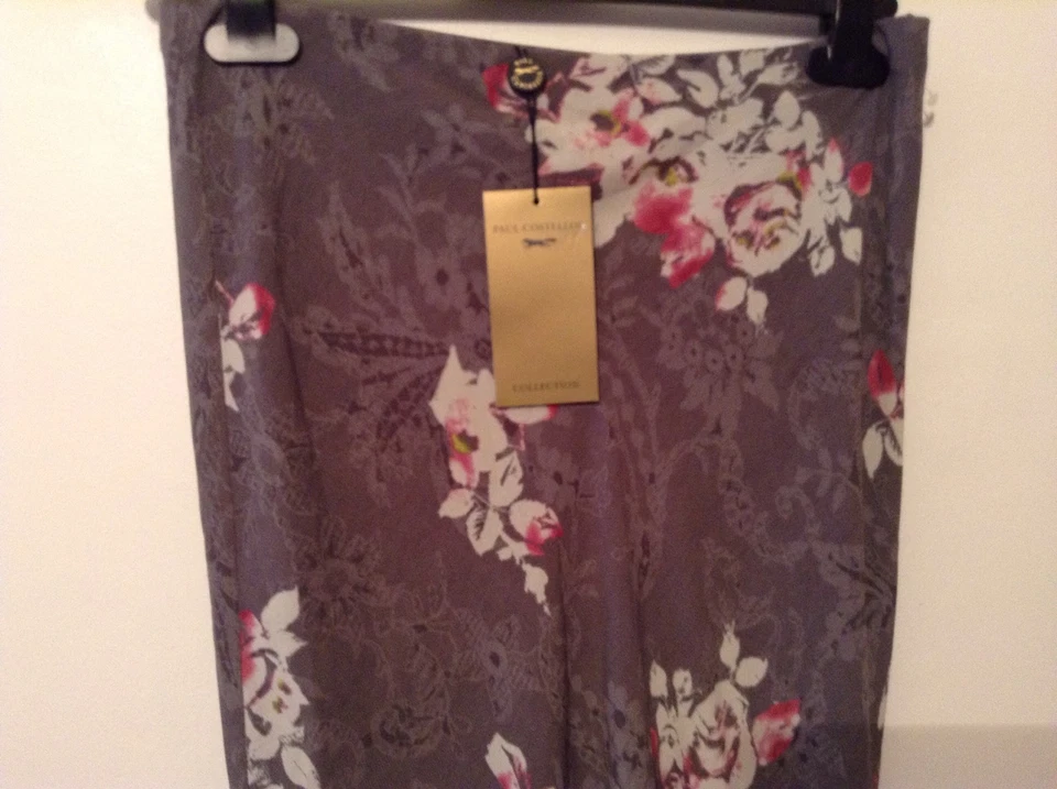 New Paul Costelloe Collection UK Size 10 Floral Grey Multi Frill Skirt (6 US) - Image 1 of 4