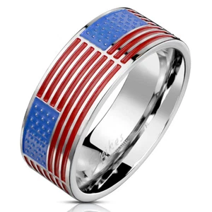 American Flag 316L Stainless Steel Ring United States Star Spangled Banner - Picture 1 of 1