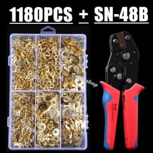 1180PCS Copper Terminal Ring Lugs Eyes Wire Crimp Connector Non-Insulated M3-M10 - Picture 1 of 15