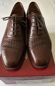 Scarpe eleganti da uomo Salvatore Ferragamo Civas polpaccio castagno taglia 9,5 made in Italy - Foto 1 di 12