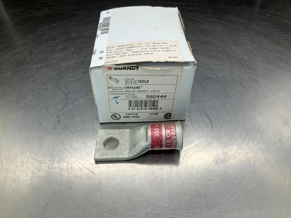 (6) Burndy YA31LB Hylug Copper Compression Lug, 1 Hole - Image 1 of 1