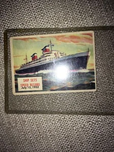TOPPS VINTAGE 1954 SCOOP CARD #152:SHIP SETS SPPED RECORD 15. JULI 1952 - Bild 1 von 2